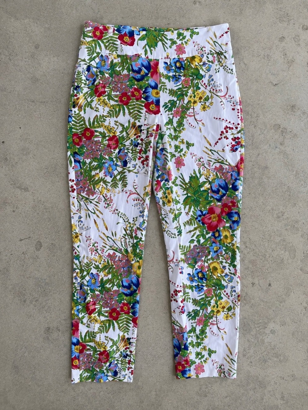 Joseph Ribkoff Floral Botanical Pants Woman 12 White Multicolor Made in Canada